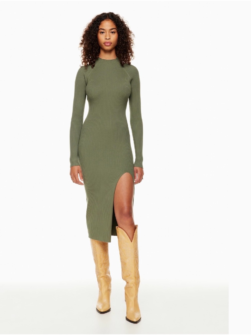 Wilfred Alchemy mock-neck sweater dress- thigh slit-Size Large
